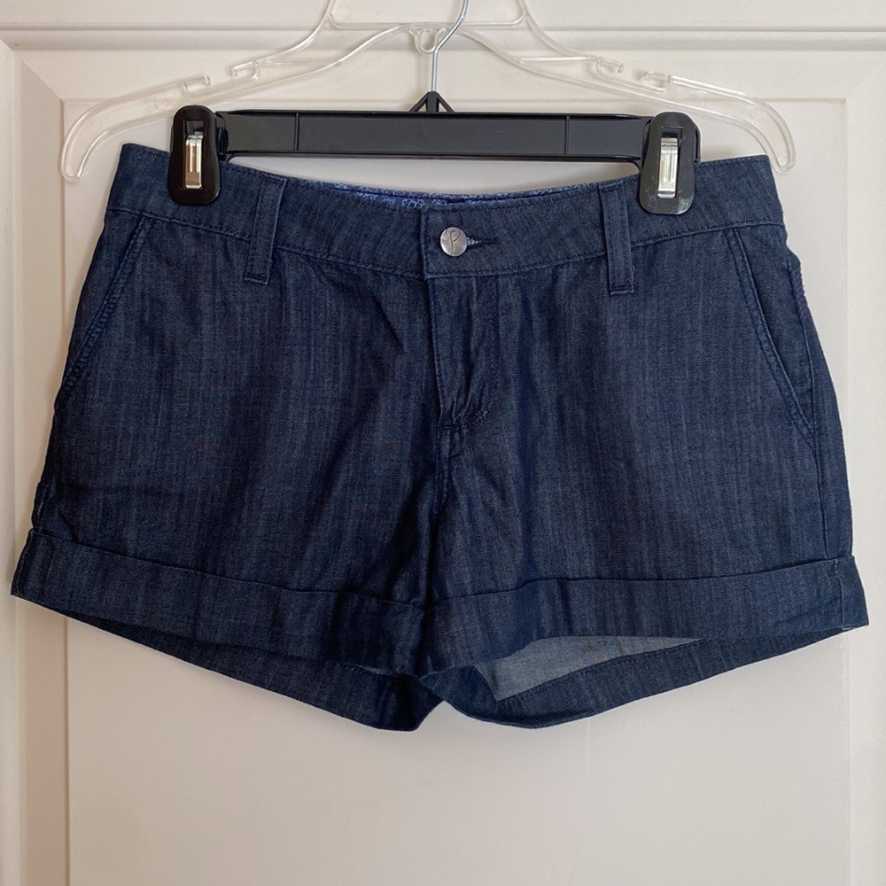 Paige cuffed dressy jean shorts dark wash size 25